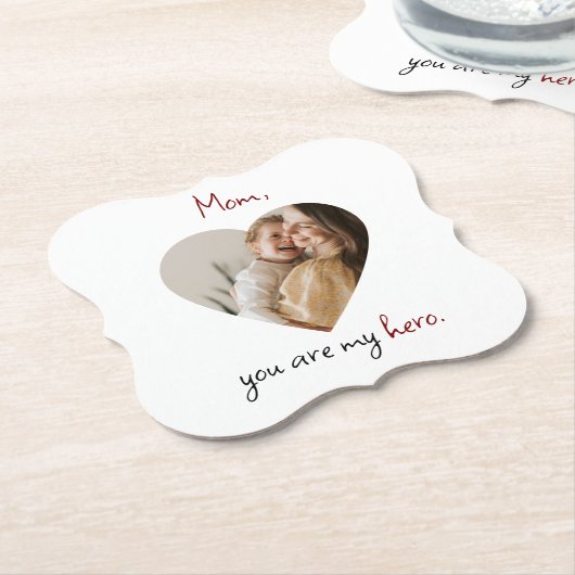 お母さん私のヒーロー紙コースター飲み物 ペーパーコースター (アングル)