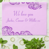 お母さん私達は藤色の台所タオル愛します キッチンタオル (折り畳み)