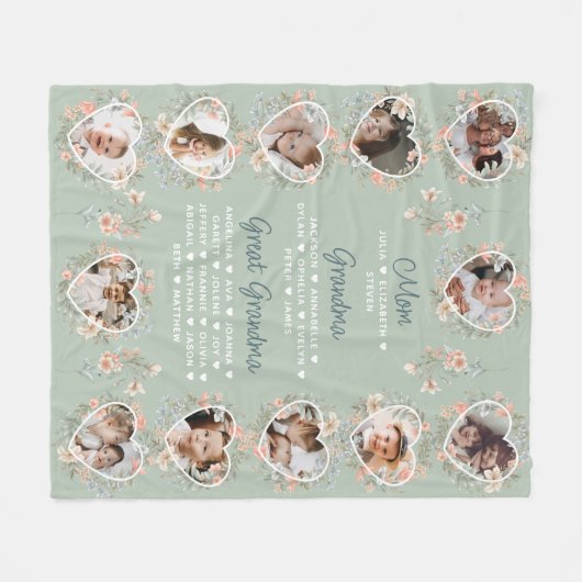 お母さん素晴らしおばあちゃんフローラ逃げる フリースブランケット (正面(横))