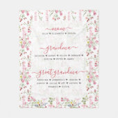 お母さん素晴らしおばあちゃん&名前フローラ フリースブランケット (正面)