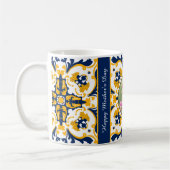 お母さん💙💛美しい青と黄色のアズレホス コーヒーマグカップ (左)