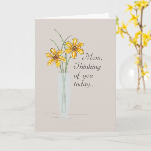 お母さん考えお二人の花瓶 カード (黄色い花)