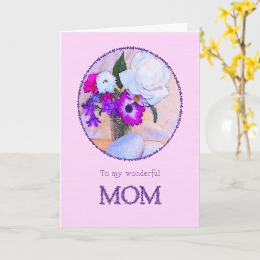 お母さん花絵を描の誕生日。 カード (黄色い花)