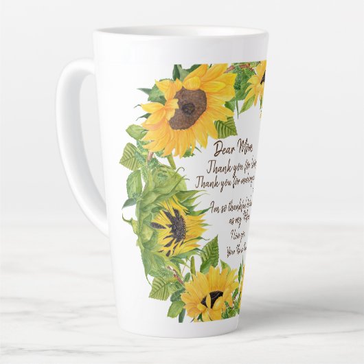 お母さん親愛手紙ひまわり カフェラテマグ (左アングル)
