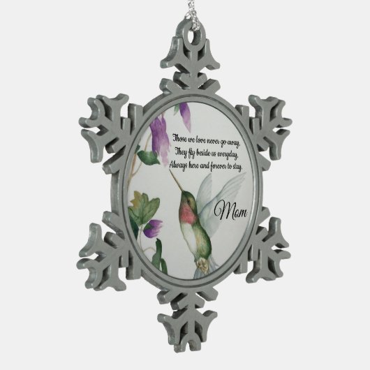 お母さん追悼会遠くに行 スノーフレークピューターオーナメント (左)