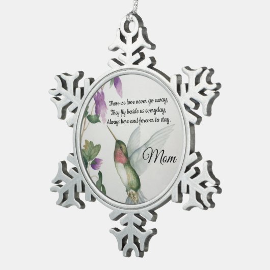 お母さん追悼会遠くに行 スノーフレークピューターオーナメント (右)