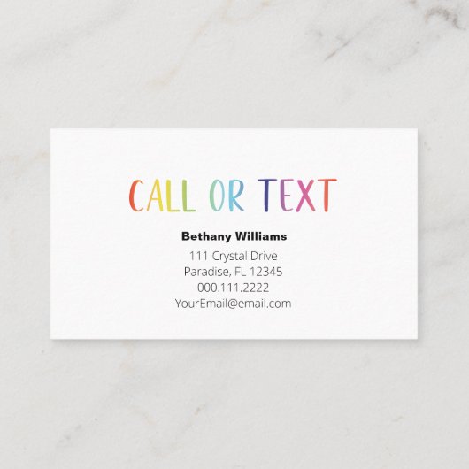 お母さん遊び場の呼び出しカーカラフルドを持とう 名刺 (裏面)