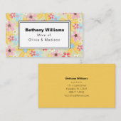 お母さん遊モダンび日ピンクブルー花呼び出しカード 名刺 (正面/裏面)