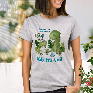 お母さん騒ぐのは男の子だ！ディノベビーシャワー Tシャツ