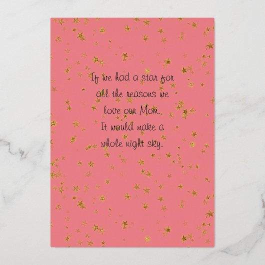 お母さん あなたは私の星 マザーズデー 箔シーズンカード (裏面)