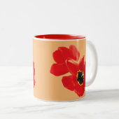 お母さん、おばあちゃん家族、お友達のためのケシの花 ツートーンマグカップ (正面右)