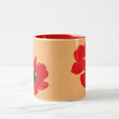 お母さん、おばあちゃん家族、お友達のためのケシの花 ツートーンマグカップ (中央)
