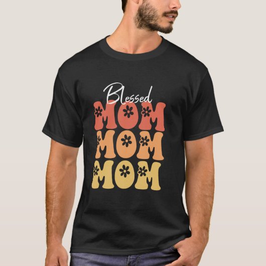 お母さん+お母さん+お花+ママ+グルービーな女性のための母の日ギフト Tシャツ (正面)