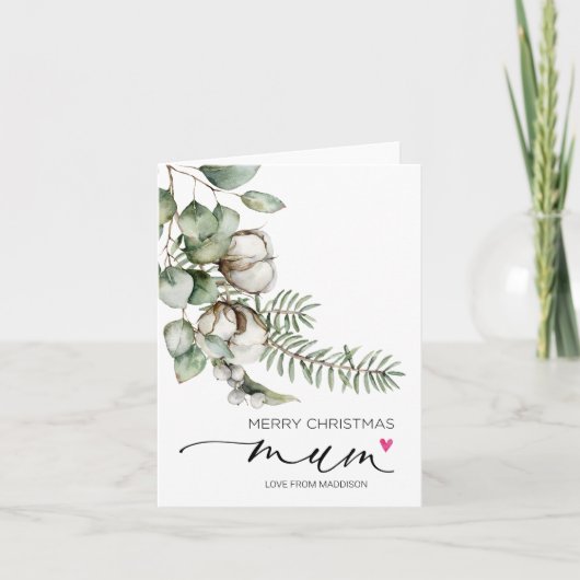 お母さん、ドーターカードからのメリークリスマス カード (正面)