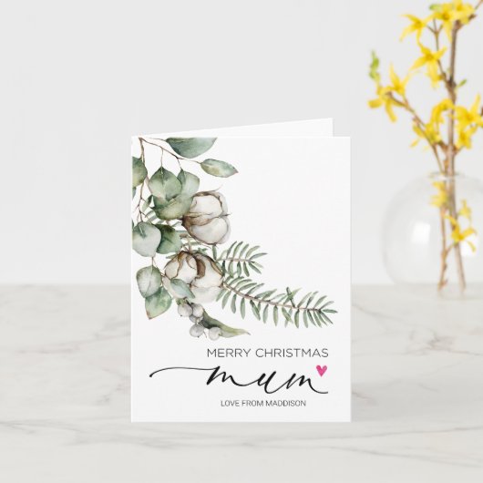 お母さん、ドーターカードからのメリークリスマス カード (黄色い花)