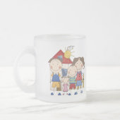 お母さん、パパ、大きい男の子、小さい女の子家族 フロストグラスマグカップ (左)