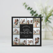 お母さん ブラック エレガント モダン ミニマル フォト コラージュ 招待状 (スタンド正面)