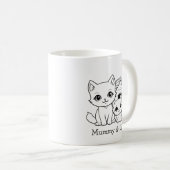お母さん&ベビーかわいい猫パーソナライズされた、マッチングファミリー コーヒーマグカップ (正面右)