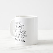 お母さん&ベビーかわいい猫パーソナライズされた、マッチングファミリー コーヒーマグカップ (正面左)