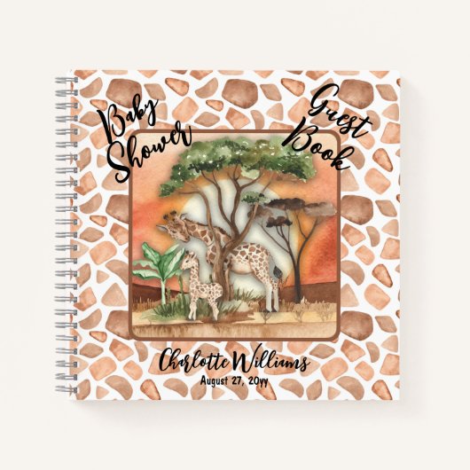 お母さん|ベビーキラフェサファリベイビーシャワーゲストブック ノートブック (正面)