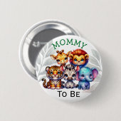 お母さん |動物園の動物の赤ちゃんシャワー 缶バッジ (正面&裏面)