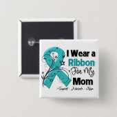 お母さん-卵巣癌のリボン 缶バッジ (正面&裏面)