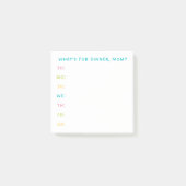 「お母さん、夕食は?」 食事計画後の ポストイット (正面)