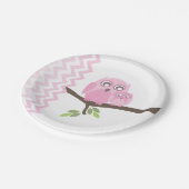 お母さん + 女の赤ちゃんのフクロウのベビーシャワー ペーパープレート (アングル)