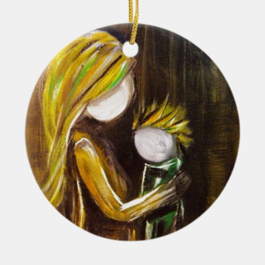 お母さん(息子)との時 セラミックオーナメント (正面)