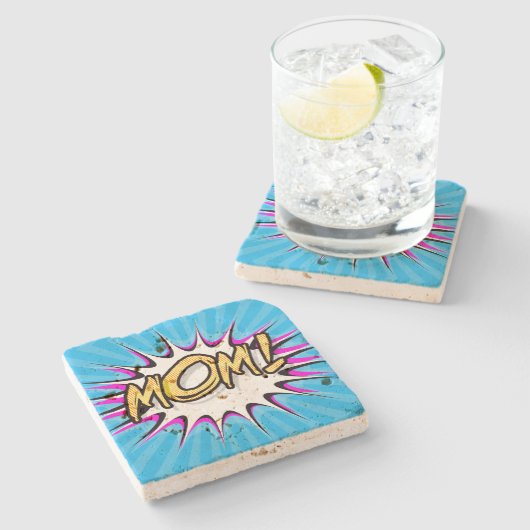 お母さん！漫画本ポップ・アートのポスター ストーンコースター (横)