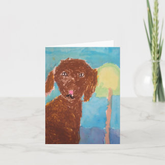 「お母さん、犬を飼ってもいい？(水の色と油パステル) カード