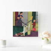 お母さん、私は私の部屋をきれいにしました! スクエア壁時計 (ホーム)