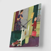 お母さん、私は私の部屋をきれいにしました! スクエア壁時計 (傾斜)