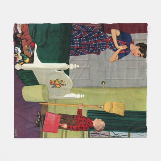 お母さん、私は私の部屋をきれいにしました! フリースブランケット (正面(横))