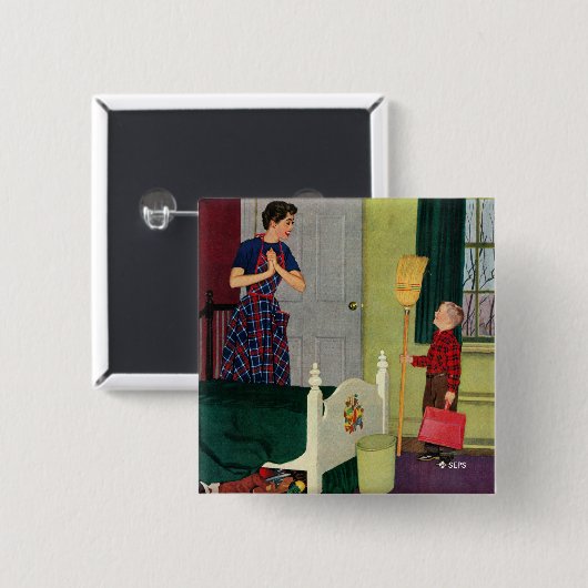 お母さん、私は私の部屋をきれいにしました! 缶バッジ (正面&裏面)