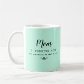 「お母さん、許してあげよう」おもしろい猫好き コーヒーマグカップ (左)