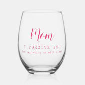 「お母さん、許してあげよう」かわいいおもしろい猫好き ステムなしワイングラス (正面)