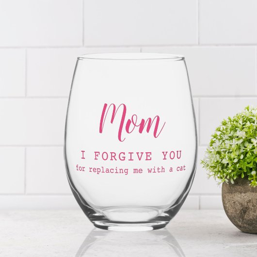 「お母さん、許してあげよう」かわいいおもしろい猫好き ステムなしワイングラス