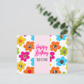 お母さん 誕生日おめでとう かわいい 花 犬 フォト コラージュ ポストカード (スタンド正面)