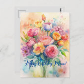 お母さん 誕生日おめでとう ワークコラージュ 花束 ポストカード (正面/裏面)