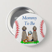 お母さん |野球をテーマにした少年の赤ちゃんシャワー 缶バッジ (正面&裏面)