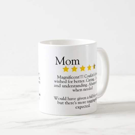 お母さん、5つ星のレビューおもしろい、 コーヒーマグカップ (正面右)
