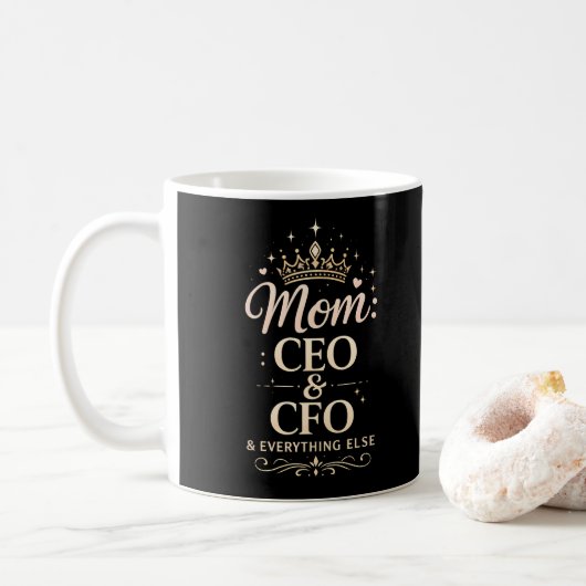 お母さんCEO & CFO Tシャツ - 面白い母の日ギフト コーヒーマグカップ (ドーナツ)