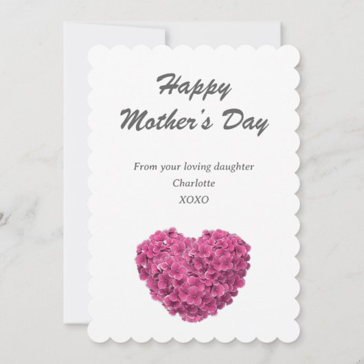 お母さ最高のんピンクアジサイかわいい母の日 カード (裏面)
