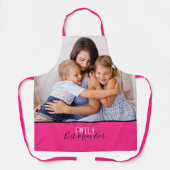 お母さ最高のん名前Pink エプロン (正面)