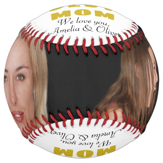 お母さ最高のん金ゴールドグリッター母の日写真 ソフトボール (正面)