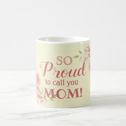 お母さ誇りを持ったん水彩画フローラって呼ぶの コーヒーマグカップ (中央)