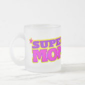 お母すごいさんスーパーヒーロ感謝していスタイル フロストグラスマグカップ (左)