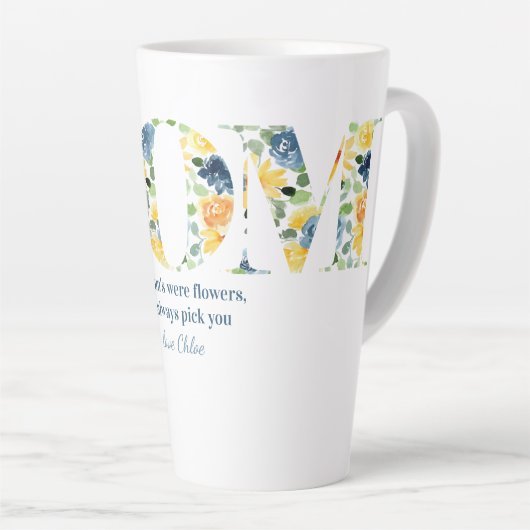 お母もしさんの花のようだった – フローラお母さん手紙 カフェラテマグ (右アングル)