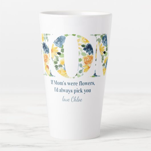 お母もしさんの花のようだった – フローラお母さん手紙 カフェラテマグ (正面)